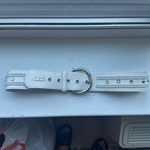 D&G White leather belt, with crystals